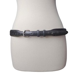 Vero Struzzo Ferrini Italain Black Genuine Ostrich Leather Belt